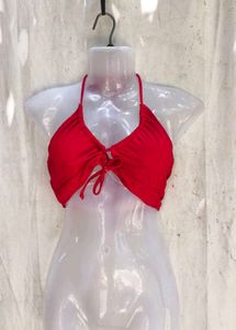I. Vibrant Red Halterneck Bikini Top