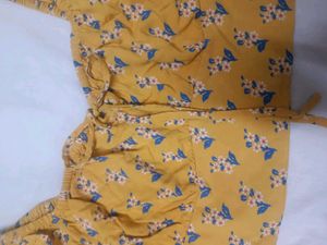 Yellow Floral Print off shoulder top