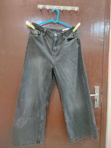 Wide Leg Grey Denim Jeans