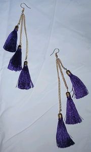 Purple Tassel Drop Earrings