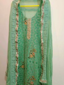Elegant mat sequence embroidery Green Floral Salwa