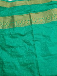 Green Banarasi Saree with free