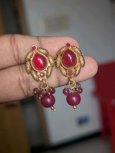 Traditional Antique Coin Necklace with Ruby Stones