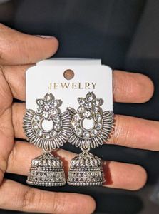 Stunning Silver Jhumka Earrings