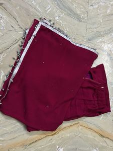 Women's Magenta Cropped Pants with dupatta