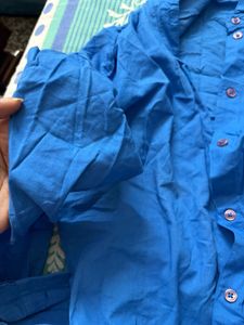 Vibrant Blue Oversized Button-Up Shirt