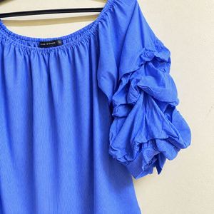 Chic Blue Off-Shoulder Top