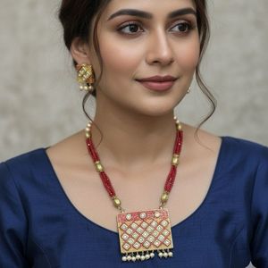 Elegant kundan and pearl Necklace Set