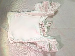 White coquette ruffle sleeves top