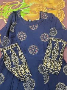 Elegant Navy Blue Printed Kurta