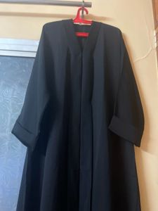 Plain Front Open Black Abaya. Imported Nida Fabric