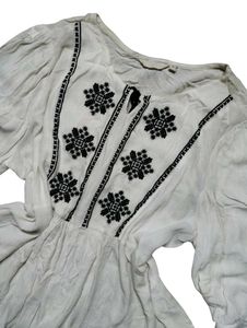 White Embroidered Short Kurti/Top