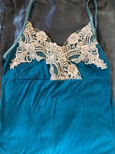 Blue And Gold Camisole+ Green-blue Slip On Bra