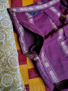 Purple Kurti with Pants and Scarf Set