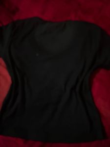 Ribbed V-Neck Black Top