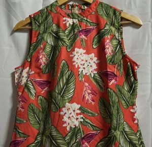 Vibrant Tropical Print Sleeveless Dress
