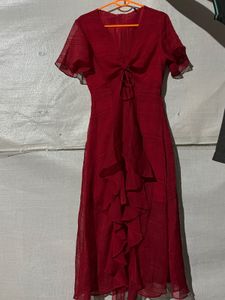 Elegant Red Ruffle Dress