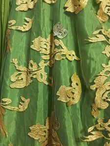 Green &amp; Gold Embroidered Dress