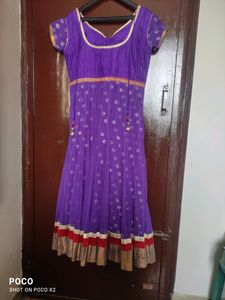 Purple Netted Kurti With Netted Dupatta