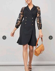 Elegant Black Lace Sleeve Dress