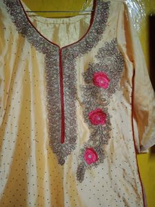 yellow Embroidered Kurta Palazzo Set