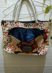 Canvas Owl Print Tote Bag