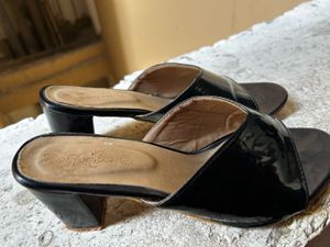Black Heeled Mules