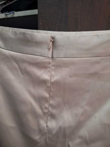 Beige satin short skirt