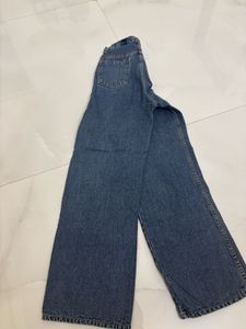 Blue Wide Leg Denim Jeans