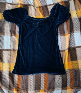 Velvet Puff Sleeve Top
