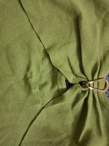 Green Knit Top with Gold Buckle Detail