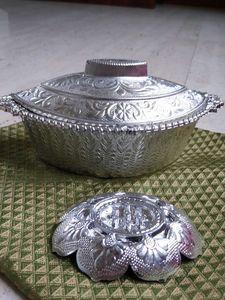 Vintage Silver Decorative Bowl with Incense Holder