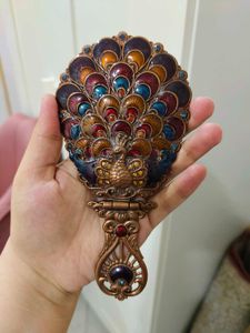 Vintage Peacock Hand Mirror nd comb