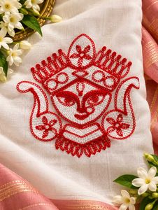 Beautiful White Saree with Red Motifs