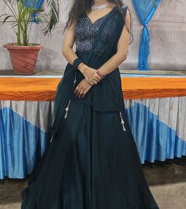 Teal Sequin Embellished Lehenga