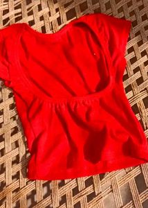 Red pinterest 🍒 Ribbed Open Back Top