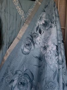 Elegant Embroidered Teal Gown