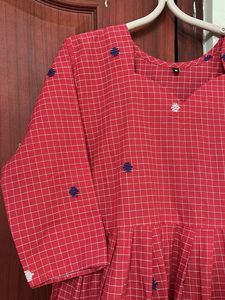 Ethnic Dress with Checked Pattern