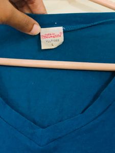 Teal Long Sleeve V-Neck Top