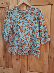 Blue Floral Print Top