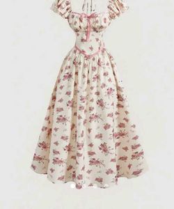 Vintage Floral Puff Sleeve Dress