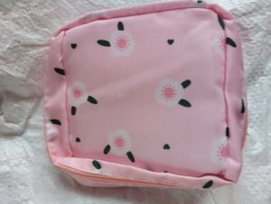 Cute Pink Floral Cosmetic Bag