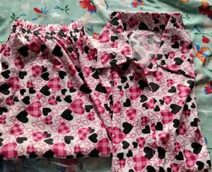 Cute Heart Print Nightsuit - Comfortable Sleepwear