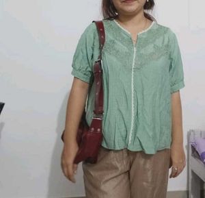 Embroidered Green Kurta