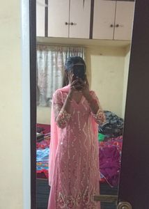 Pakistani Net Suit Set With Palazzo And Duptaa