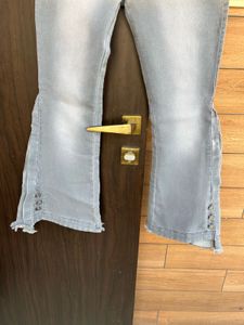Trendy Grey Flare Jeans