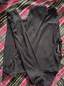 Ribbed Black Long Sleeve Top