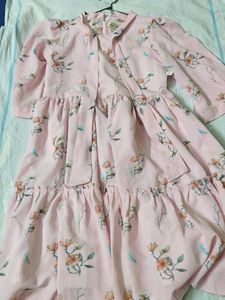 Chic Pink Floral Tiered Dress