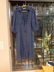 Forever New Navy Blue Button-Down Midi Dress