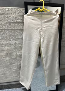 white Wide Leg Satin Pants